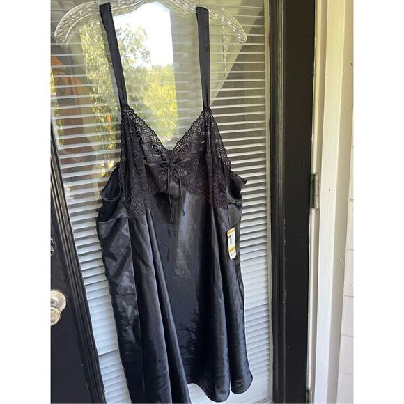 NWT Vintage Y2K Morgan Taylor Intimates Slip Chemise Lingerie Black 3X - Picture 10 of 13